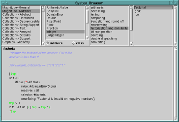 SystemBrowser: Integer>>factorial