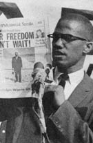 Malcolm. June 29, 1963. Muhammad Speaks. © AP Wide World Photos