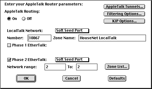 AppleTalk settings