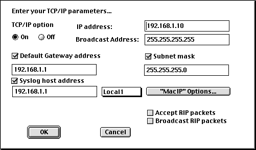 TCP/IP settings
