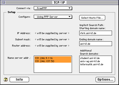 Bild der TCP/IP Einstellungen